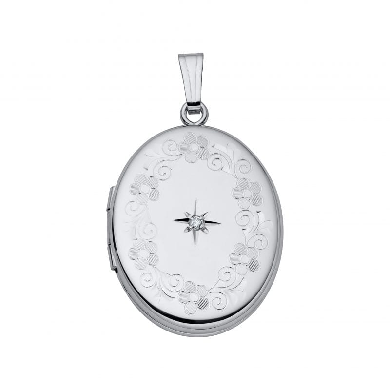 sterling silver locket with diamond accent