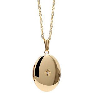 gold filled locket with diamond accent
