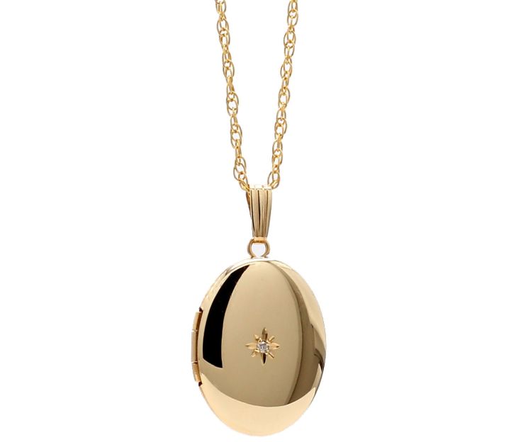 gold filled locket with diamond accent