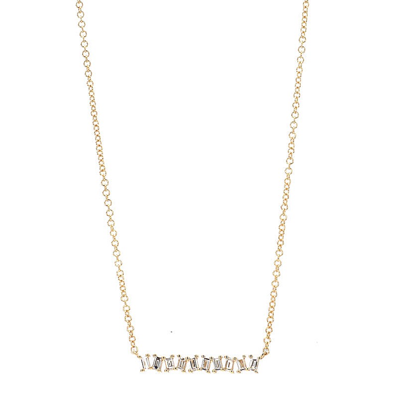 Baguette Diamond Bar Pendant Necklace