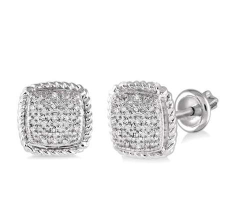 Sterling Collection Diamond Cushion Stud Earrings