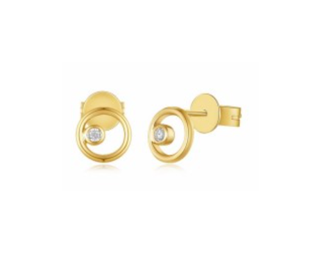 MB Essentials Open Circle with Diamond Stud Earring