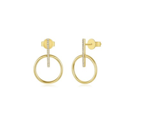 MB Essentials Open Circle with Diamond Bar Stud Earring