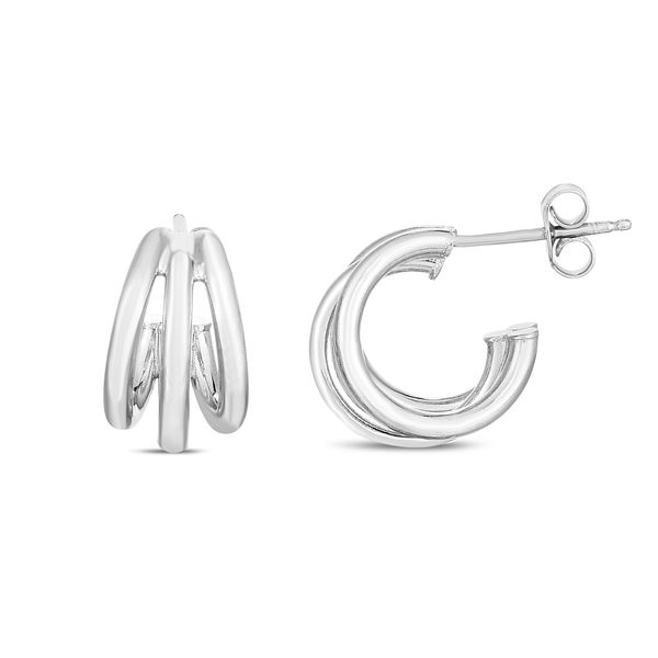 Sterling Collection Triple Row Hoop Earrings