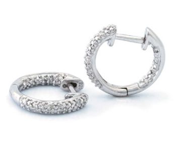 Sterling Collection Pave Diamond Hoop Earrings