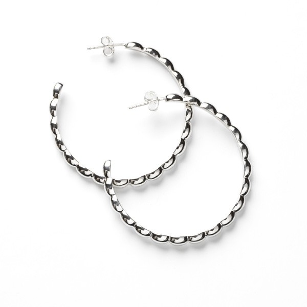 Sterling Collection Large Beaded Hoop Earrings