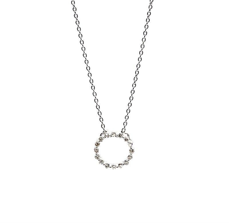 Sterling Collection Open Circle Diamond Pendant Necklace