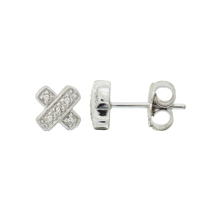 Sterling Collection Diamond X Stud Earrings