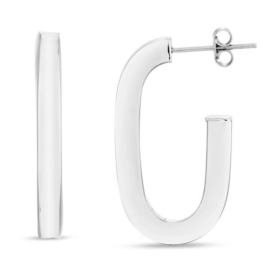 Sterling Collection Oval Link C Hoop Earrings