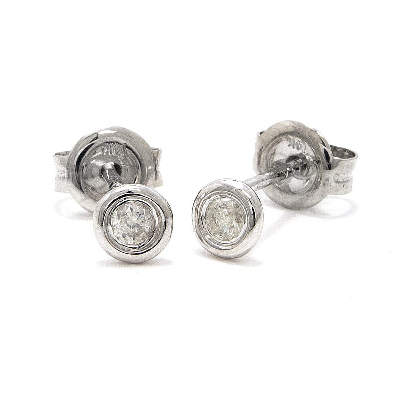 Sterling Collection Round Diamond Bezel Stud Earrings
